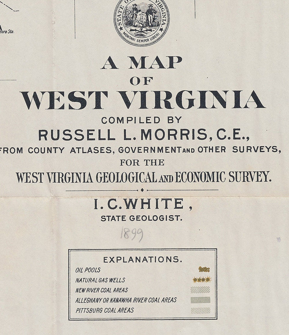 1899 Oil and Gas Feild Map of West Virginia