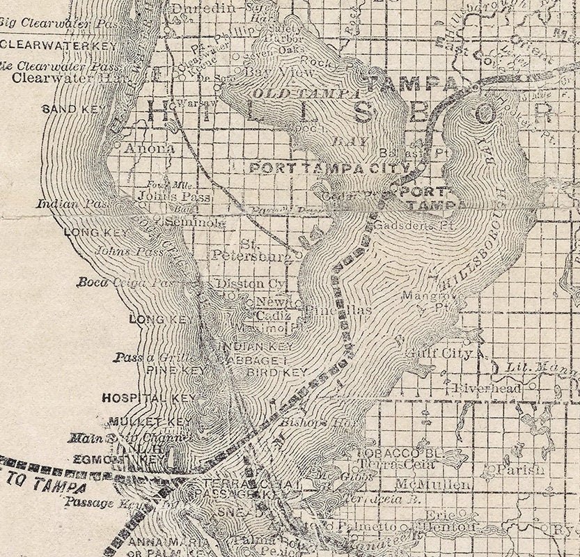 1860 Map of South Florida Townships Section Details