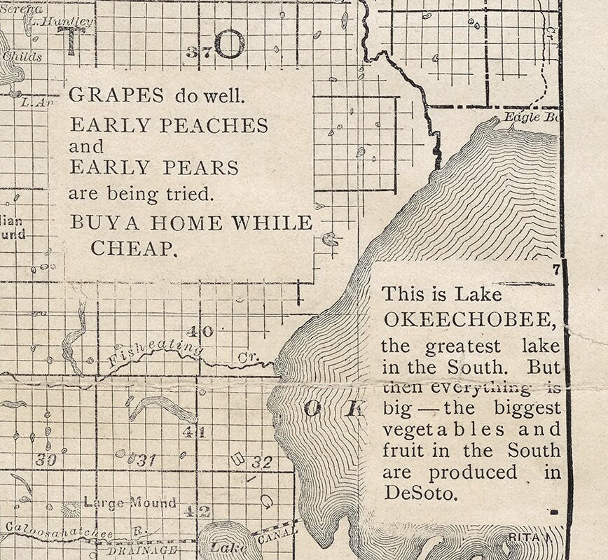 1860 Map of South Florida Townships Section Details