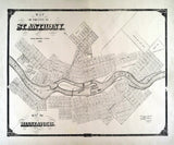 1856 Map of St Anthony and Minneapolis Minnesota