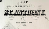 1856 Map of St Anthony and Minneapolis Minnesota