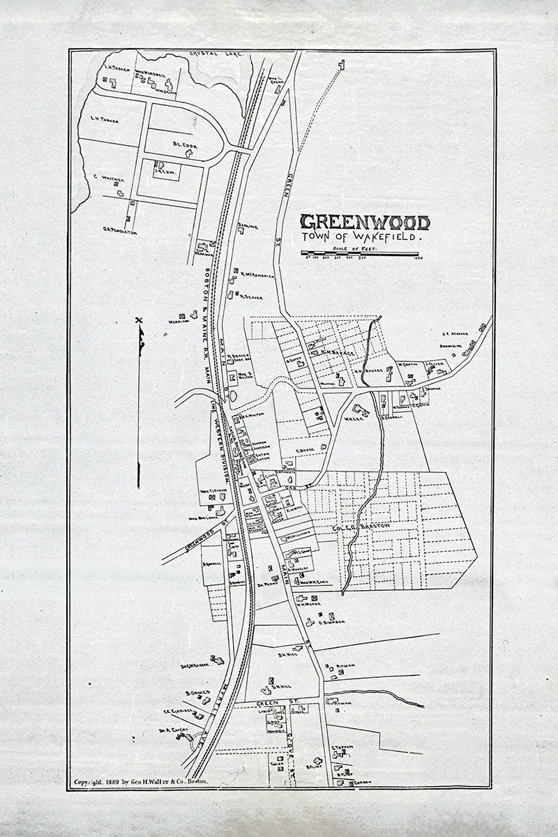 1889 Map of Greenwood Wakefield Massachusetts