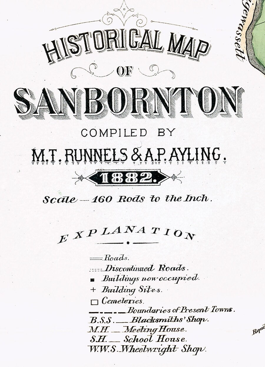 1882 Map of Sanbornton New Hampshire