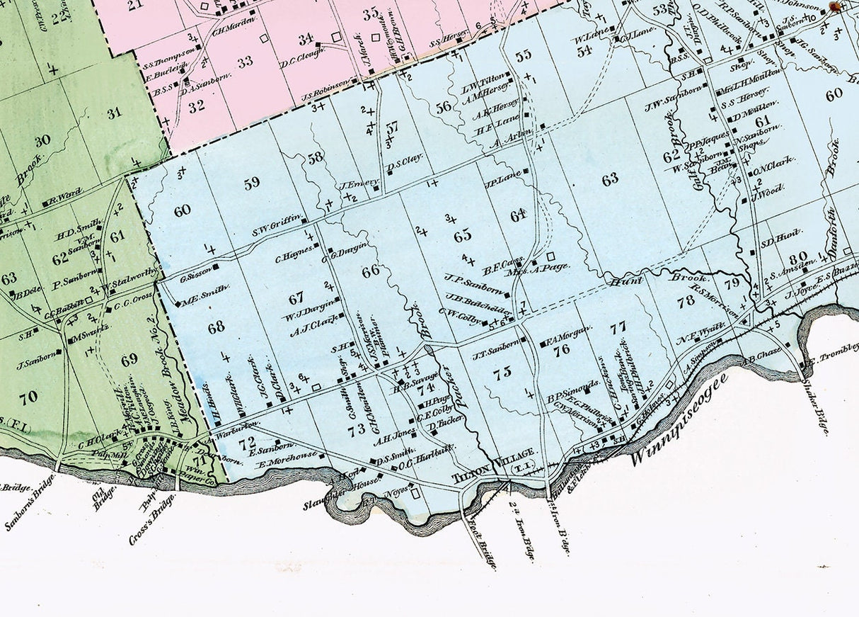 1882 Map of Sanbornton New Hampshire