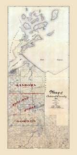 1898 Farm Line Map of Ashland County Wisconsin