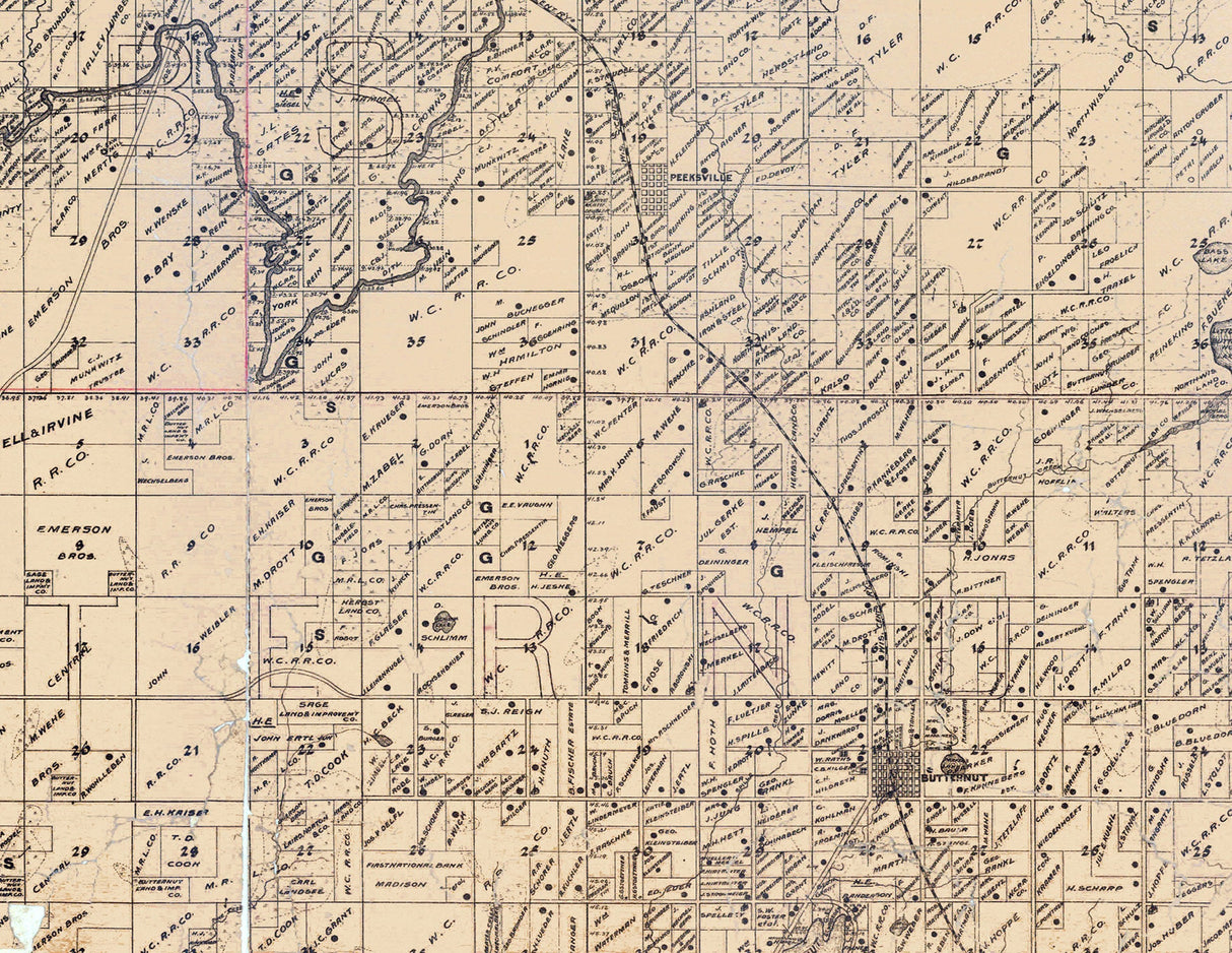 1898 Farm Line Map of Ashland County Wisconsin