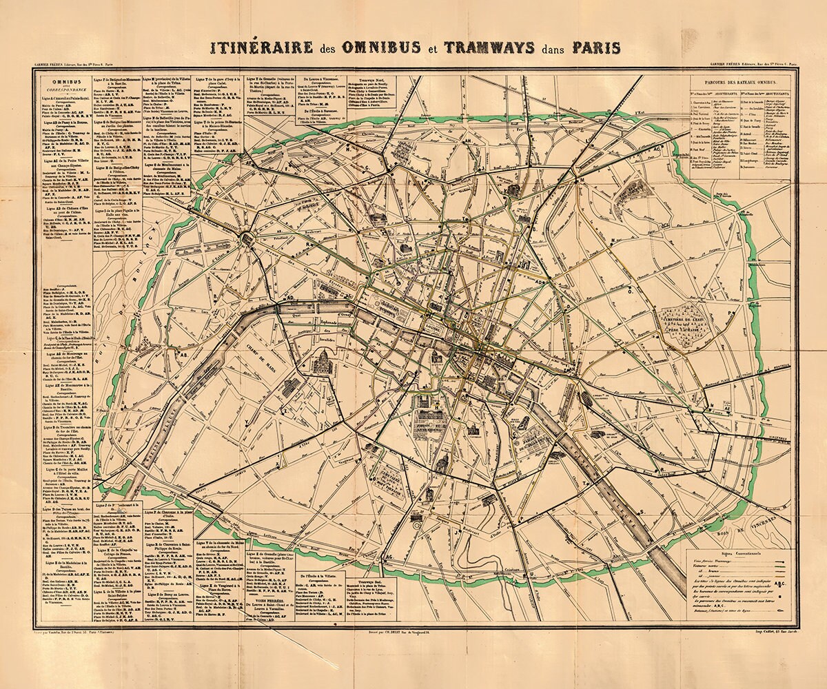 1882 Map of Paris France