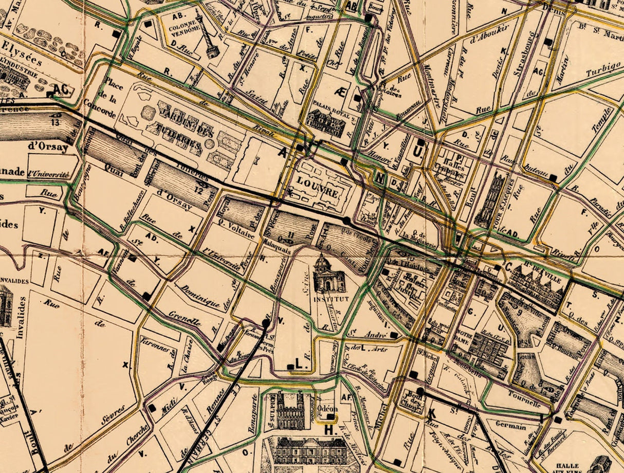 1882 Map of Paris France
