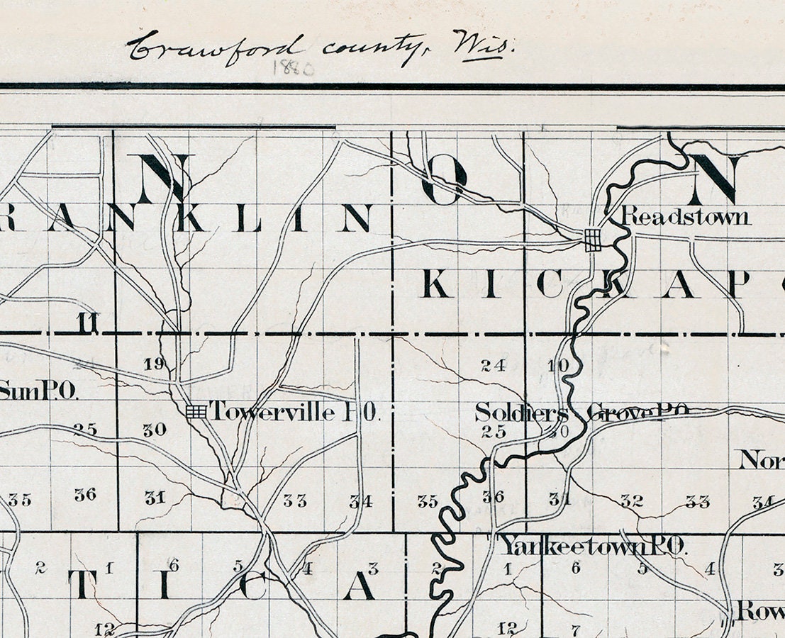 1880 Map of Crawford County Wisconsin