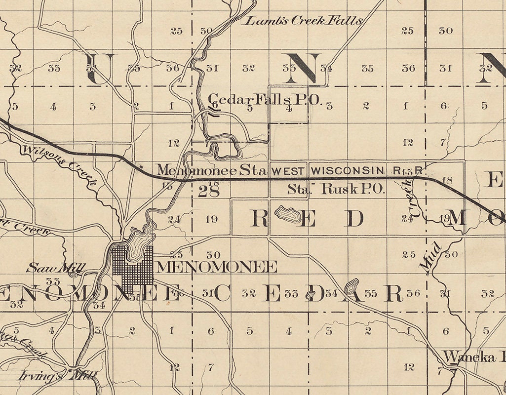 1880 Map of Dunn County Wisconsin