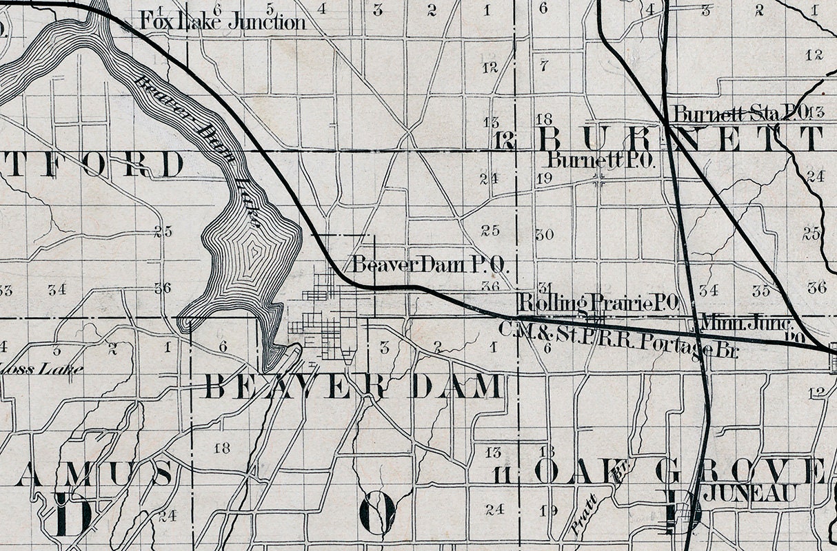 1880 Map of Dodge County Wisconsin