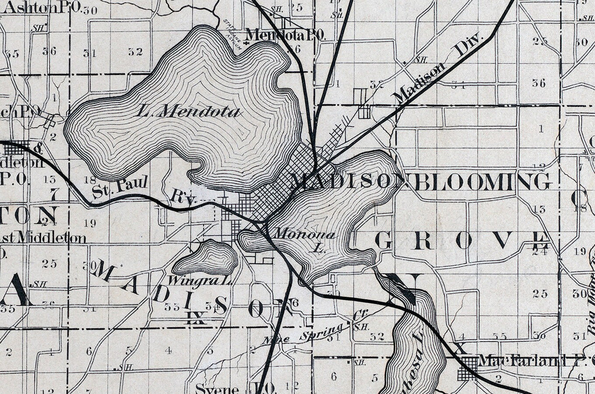 1880 Map of Dane County Wisconsin