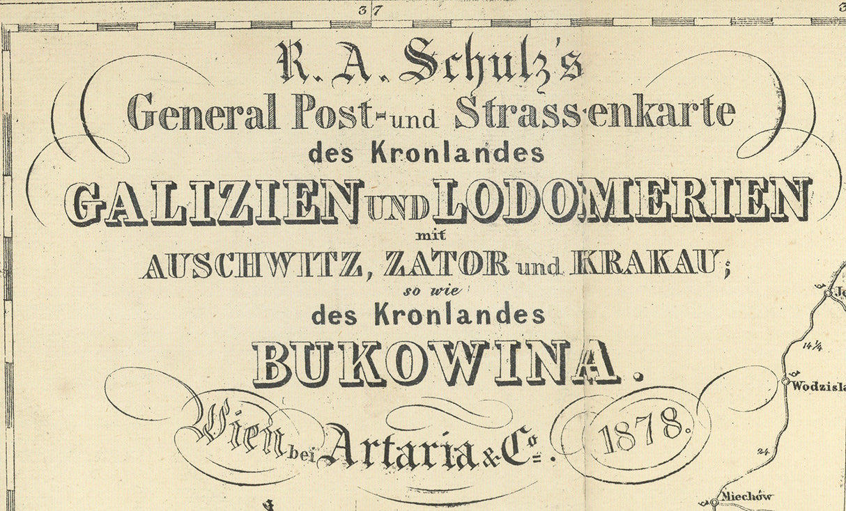 1878 Map of Galicia Lodomeria and Bukowina Galizien Crown Land