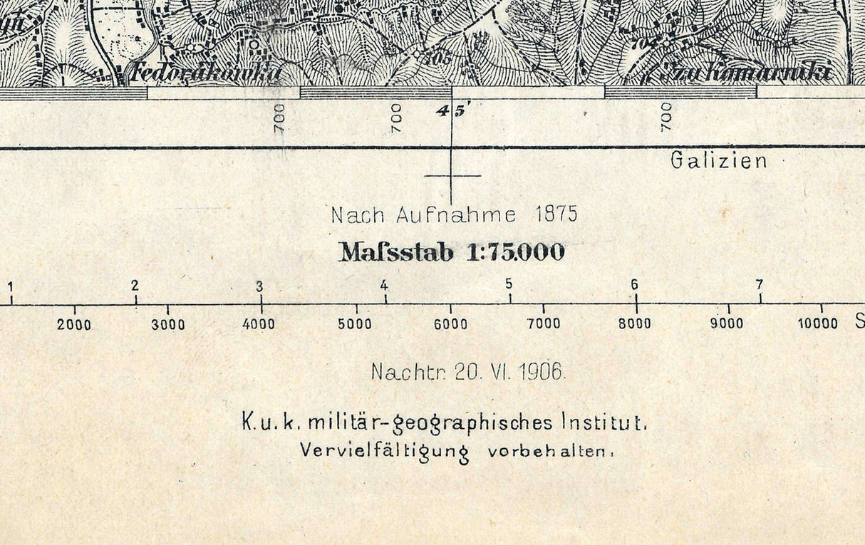 1906 Map of the Turka Region Galicia Austria Hungary