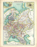 1912 Map of Russia In Europe