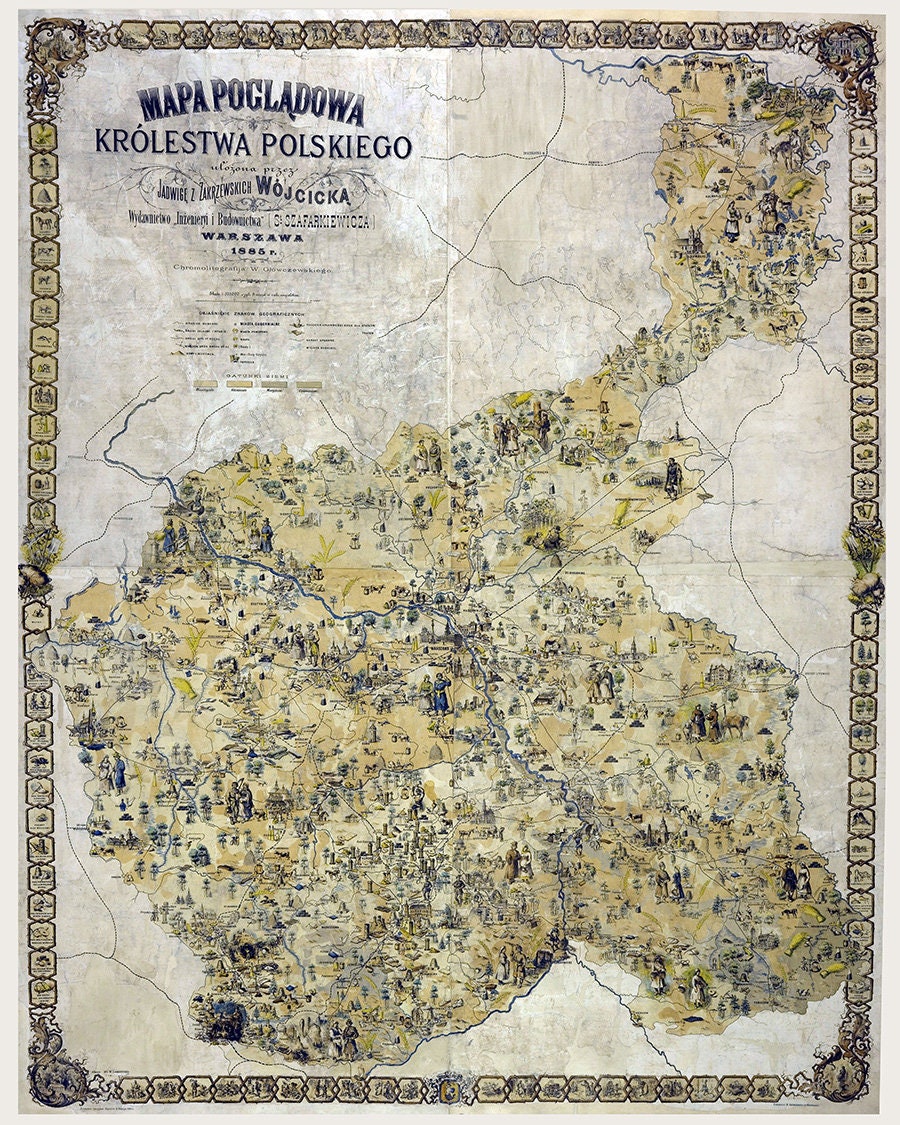 1885 Map of The Kingdom of Poland