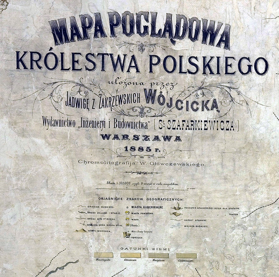 1885 Map of The Kingdom of Poland