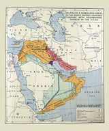 1945 Map of Middle Eastern Country Oil Fields and the USSR