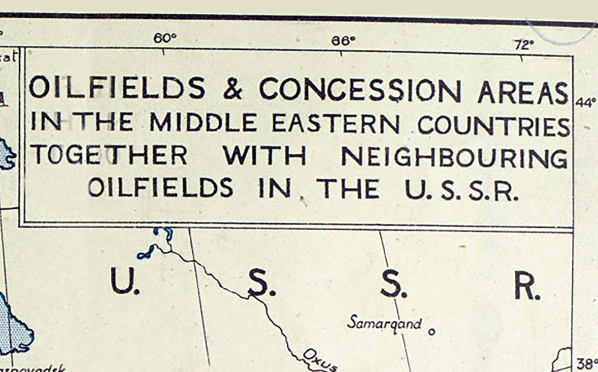 1945 Map of Middle Eastern Country Oil Fields and the USSR