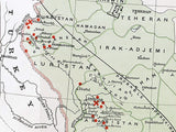 1909 Map of Persia Middle East Oil Well Fields