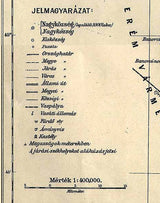 1912 Map of Torontal County Kingdom of Hungary