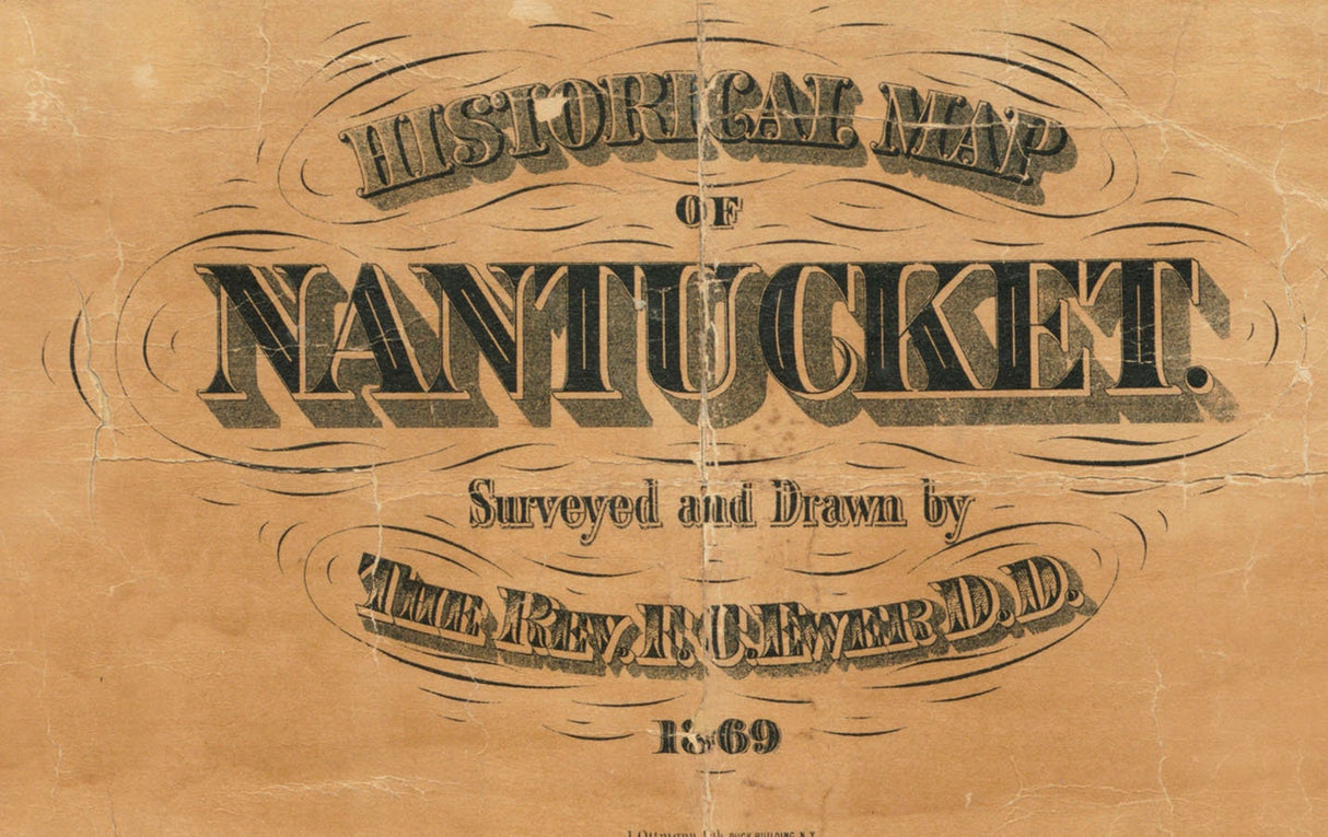 1869 Historical Map of Nantucket Island Massachusetts