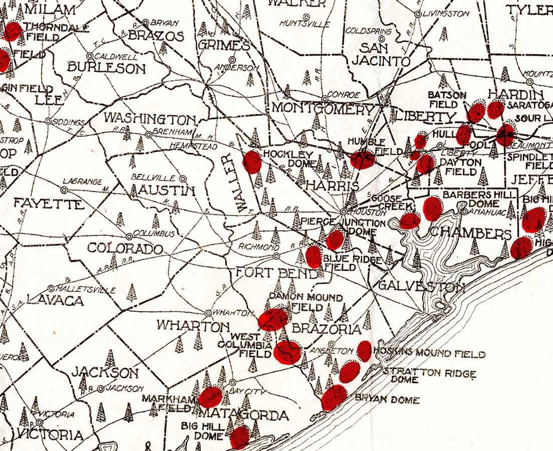 1920 Oil Field Map of Oklahoma and Texas