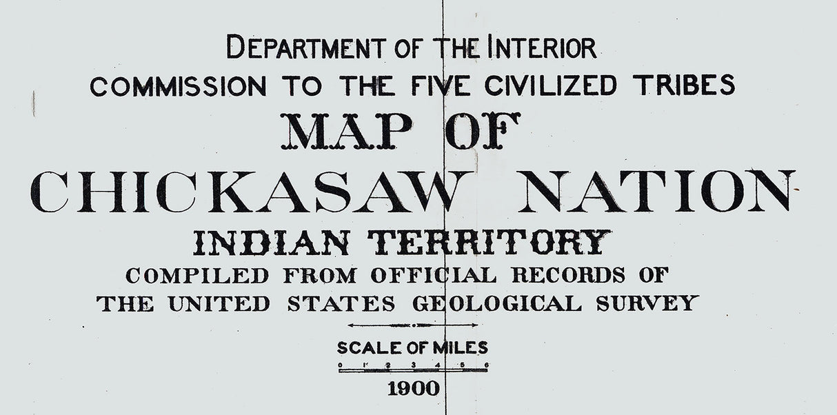 1900 Map of The Chickasaw Nation Indian Territory Oklahoma