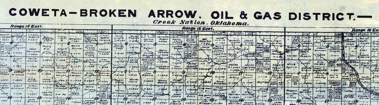 1913 Map of Coweta Broken Arrow Oil and Gas District Creek Nation Oklahoma