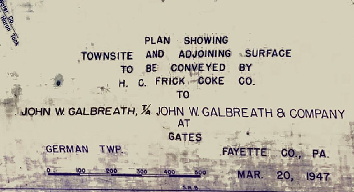 1947 Map of Gates Fayette County Pennsylvania