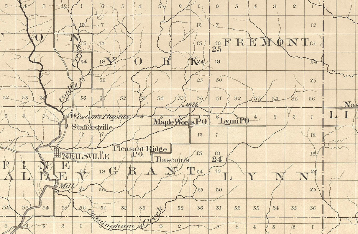 1880 Map of Clark County Wisconsin