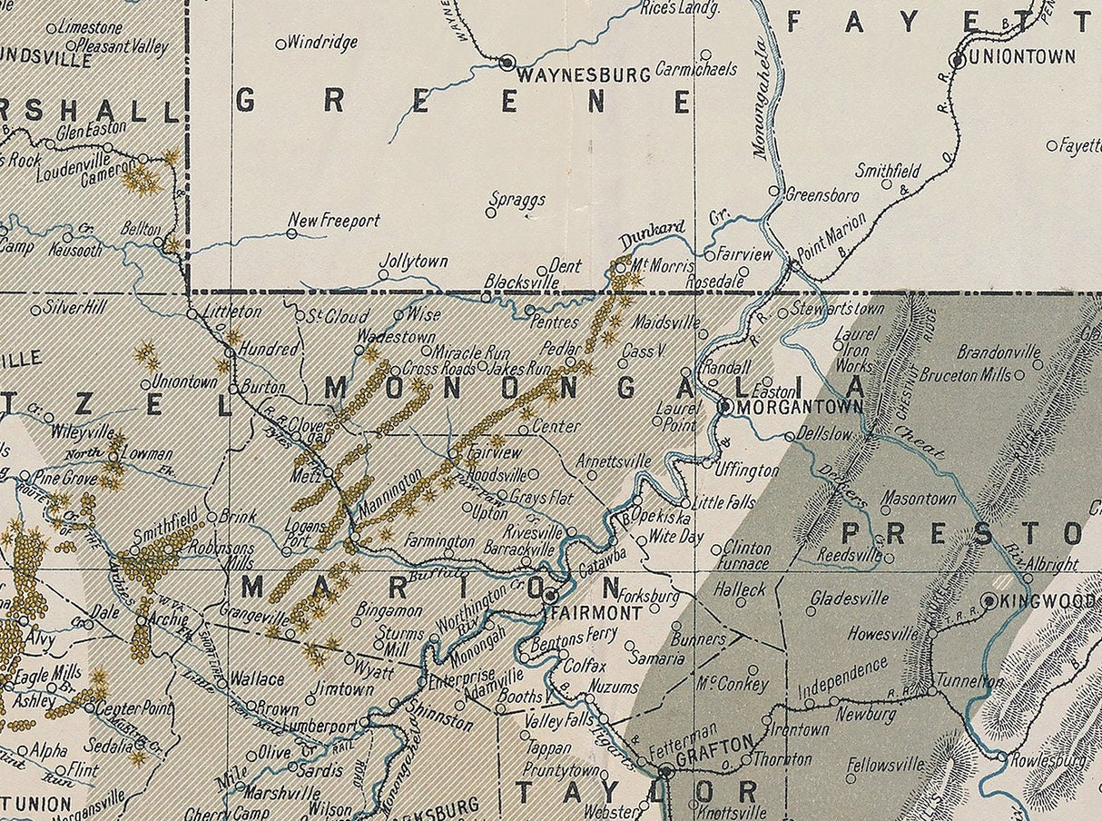 1899 Oil and Gas Feild Map of West Virginia