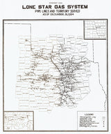 1934 Pipeline Map of The Lone Star Gas System Texas and Oklahoma