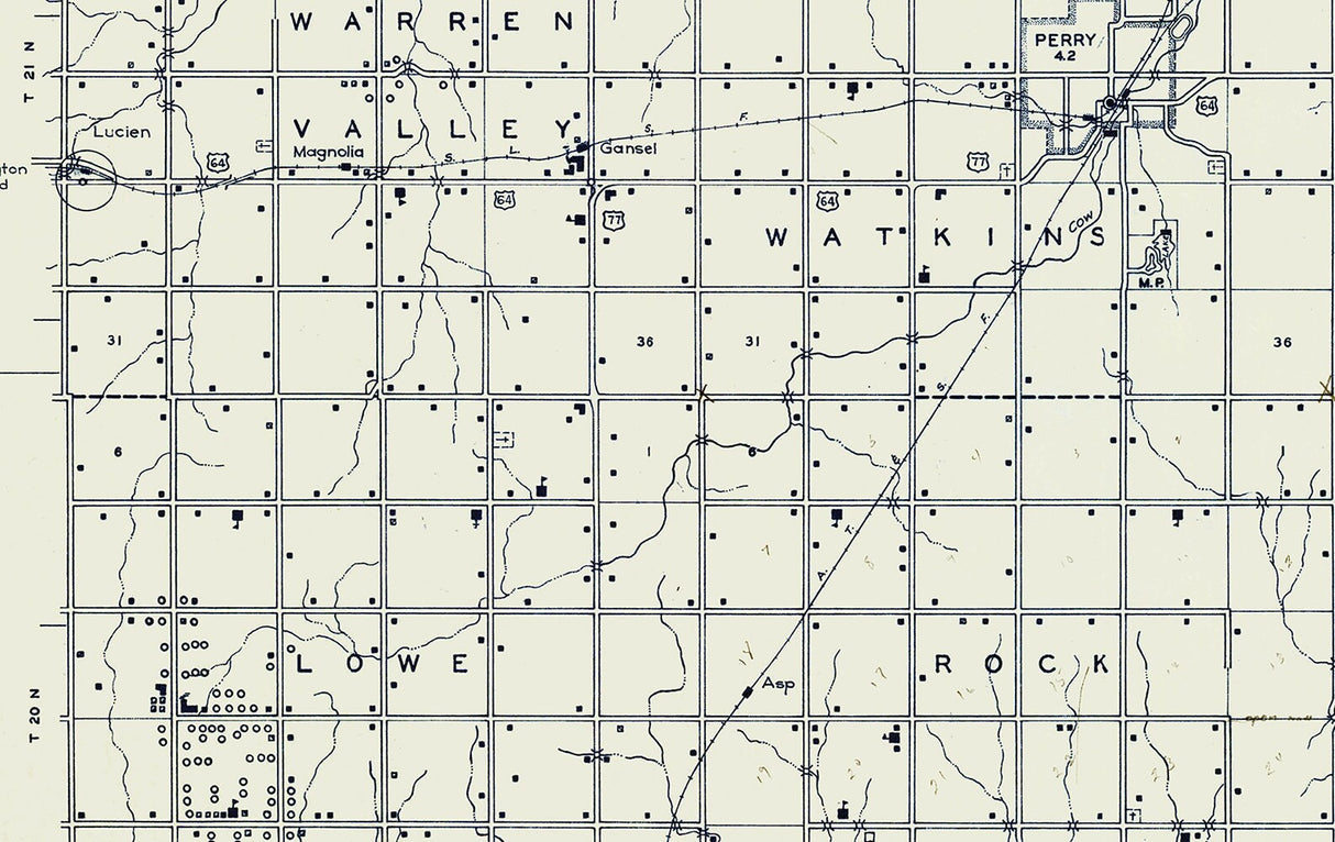 1936 Map of Noble County Oklahoma