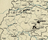 1941 Town and Region Map of Eastern Galicia Austria Hungary