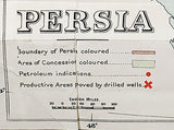 1909 Map of Persia Middle East Oil Well Fields