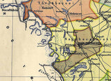 1912 Map of Torontal County Kingdom of Hungary