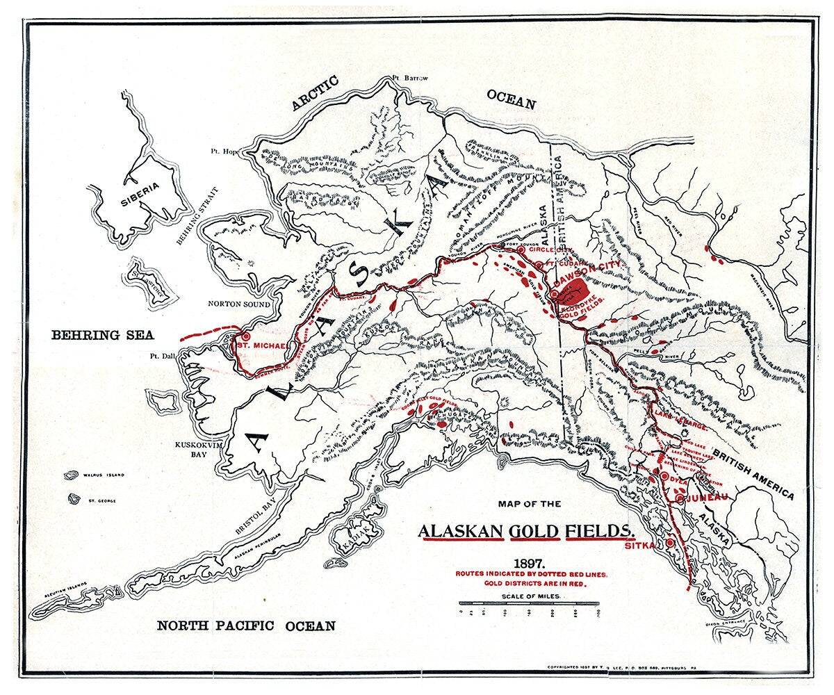 1897 Map of The Alaskan Gold Fields