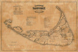 1869 Historical Map of Nantucket Island Massachusetts