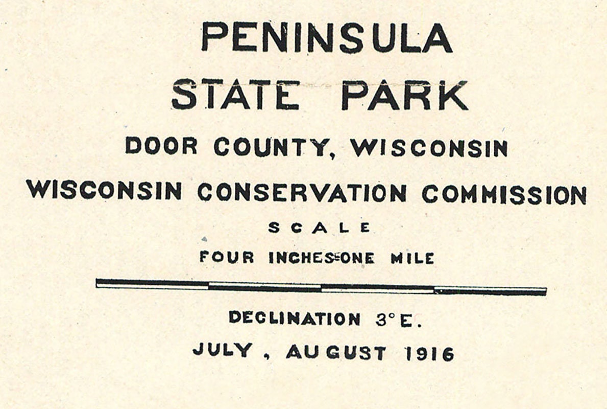 1916 Map of Door County Wisconsin Peninsula State Park