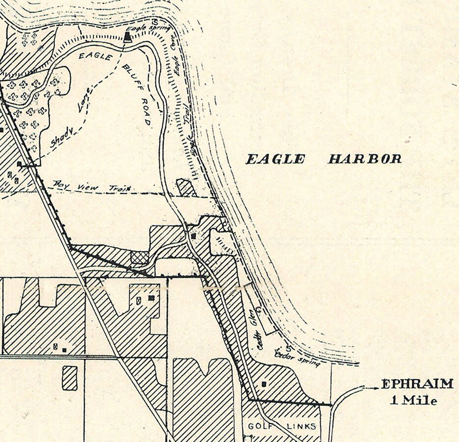 1916 Map of Door County Wisconsin Peninsula State Park