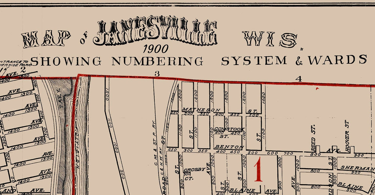 1900 Map of Janesville Wisconsin