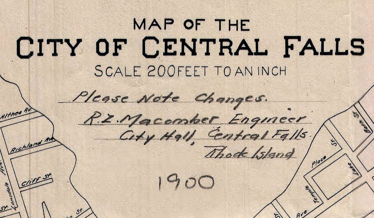 1900 Map of Central Falls Rhode Island