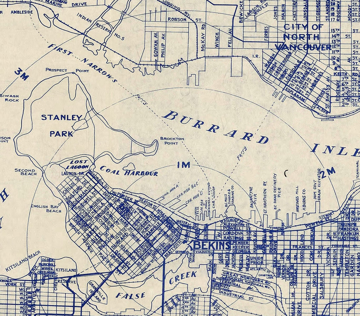 1920 Map of Vancouver British Columbia Canada