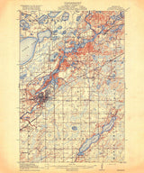 1918 Topo Map of Brainerd Minnesota Quadrangle Long Lake Mississippi River