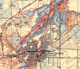 1918 Topo Map of Brainerd Minnesota Quadrangle Long Lake Mississippi River