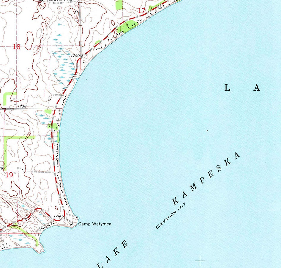 1969 Map of Lake Kampeska and Watertown South Dakota