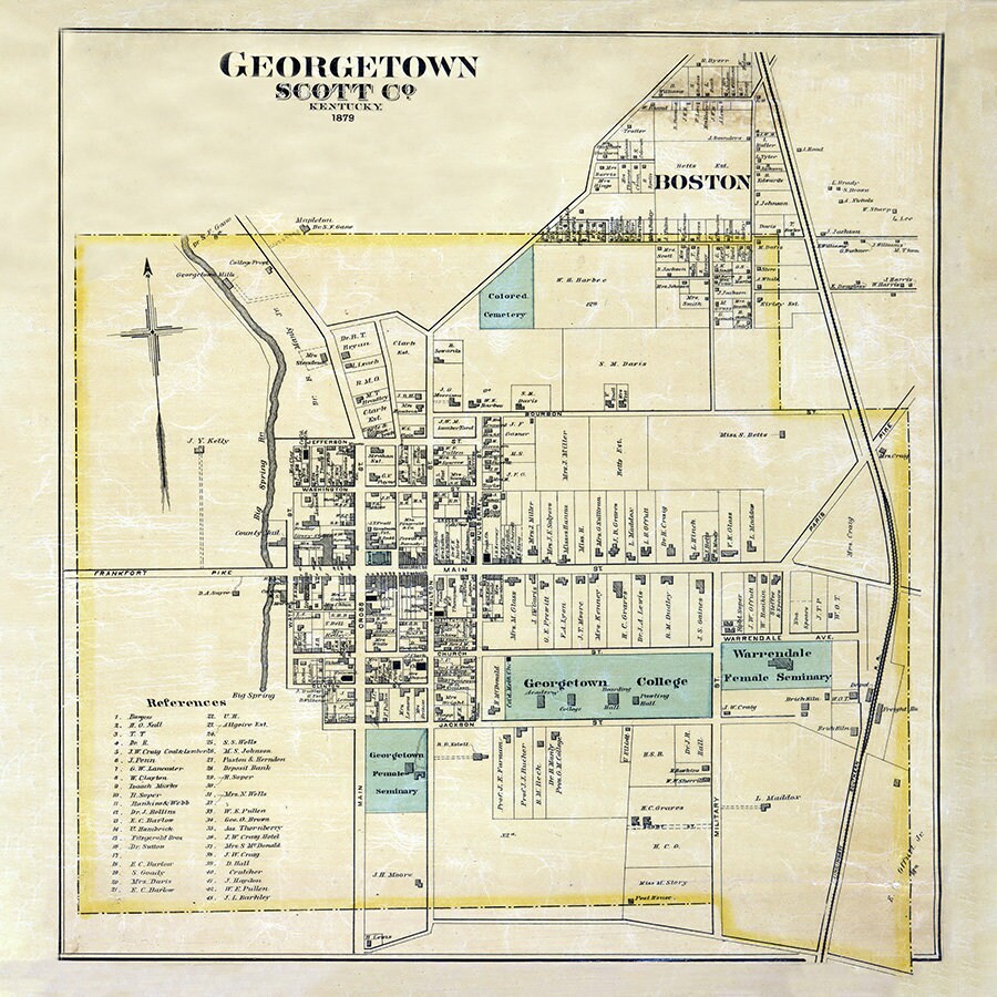 1879 Map of Georgetown Scott County Kentucky