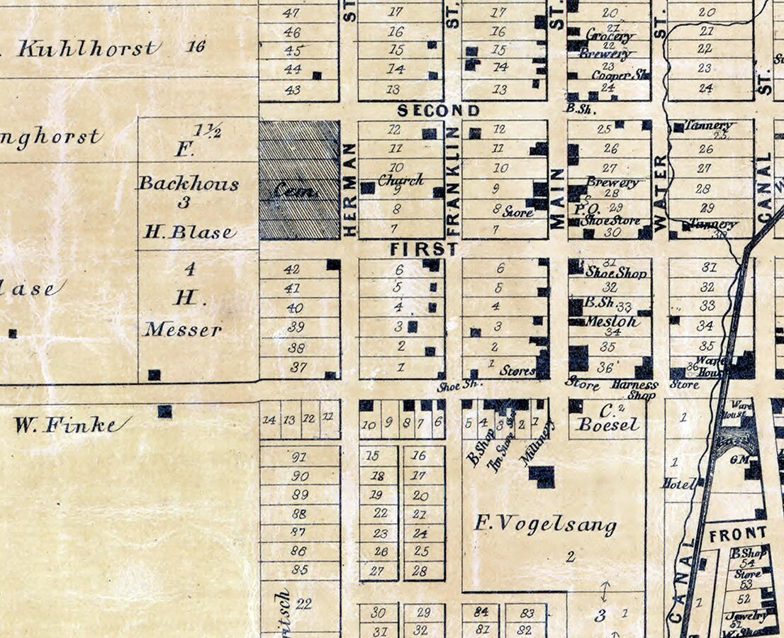 1860 Map of New Bremen Auglaize County Ohio