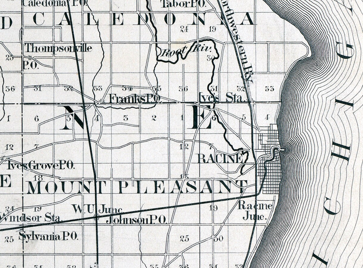 1880 Map of Racine and Kenosha County Wisconsin